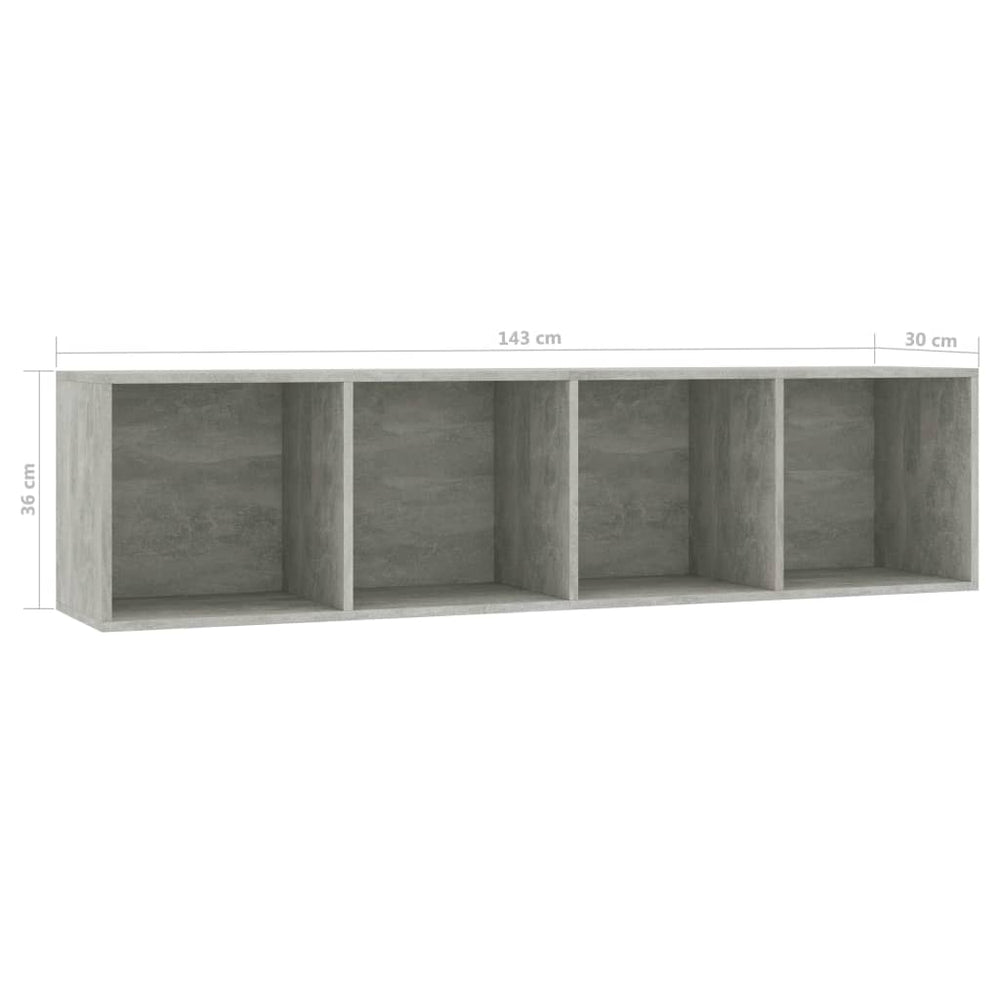 Boekenkast/tv-meubel 143x30x36 cm betongrijs MeubelReus