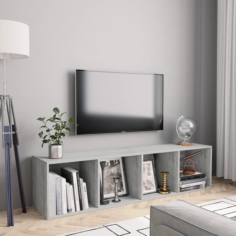 Boekenkast/tv-meubel 143x30x36 cm betongrijs MeubelReus