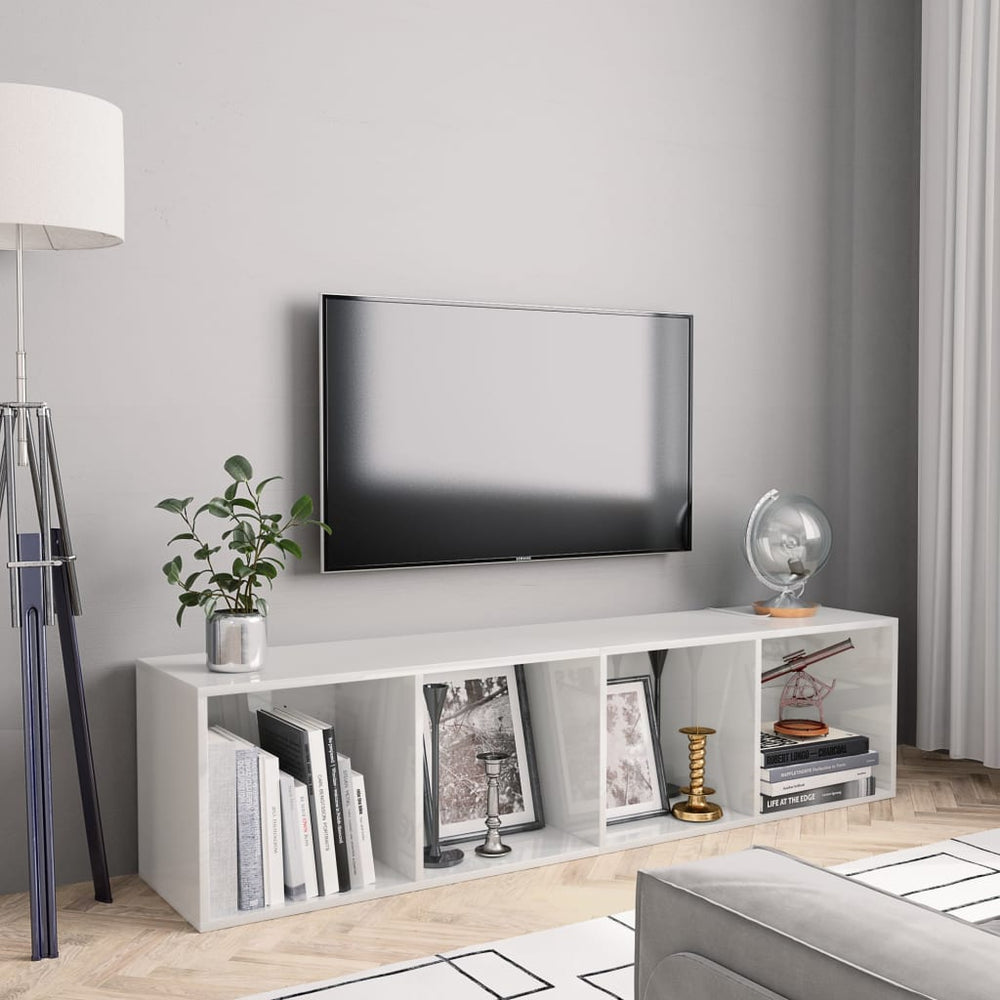 Boekenkast/tv-meubel 143x30x36 cm hoogglans wit MeubelReus