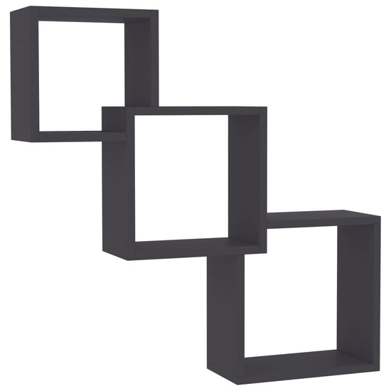 Wandschappen kubus 68x15x68 cm bewerkt hout grijs MeubelReus