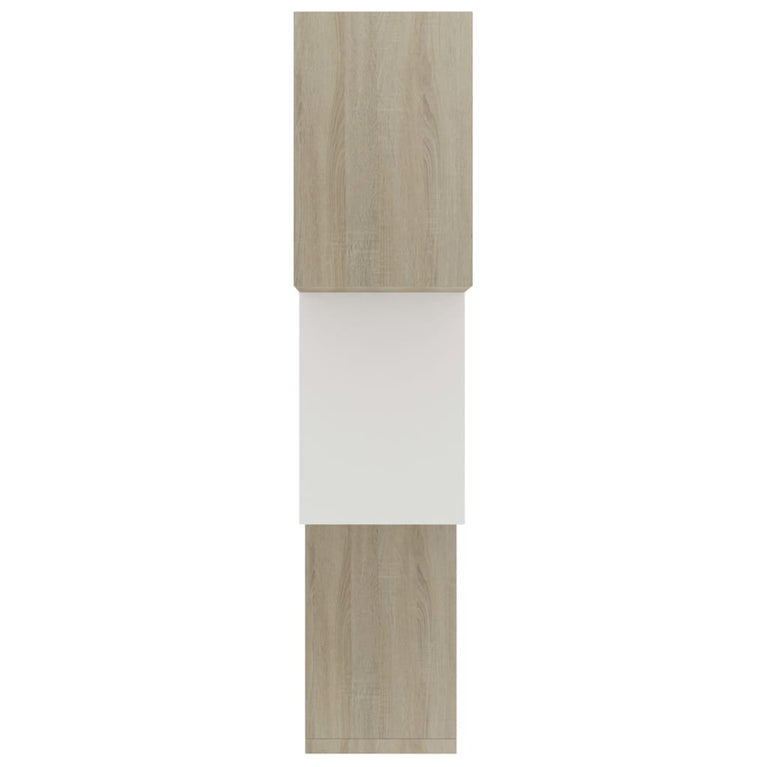 Wandschappen kubus 68x15x68 cm spaanplaat wit en sonoma eiken