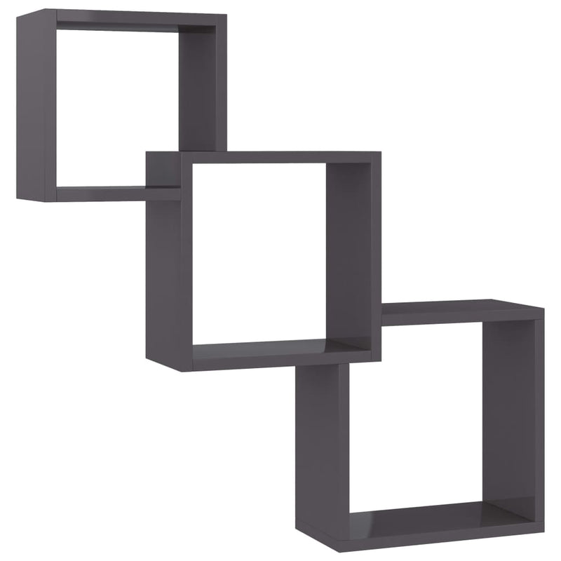 Wandschappen kubus 68x15x68 cm bewerkt hout hoogglans zwart MeubelReus