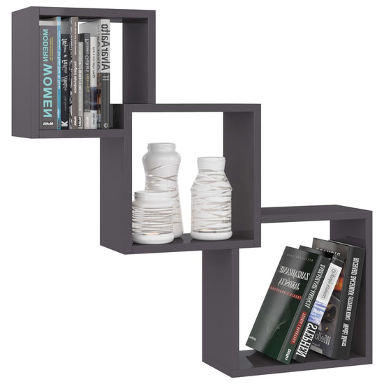 Wandschappen kubus 68x15x68 cm bewerkt hout hoogglans zwart MeubelReus