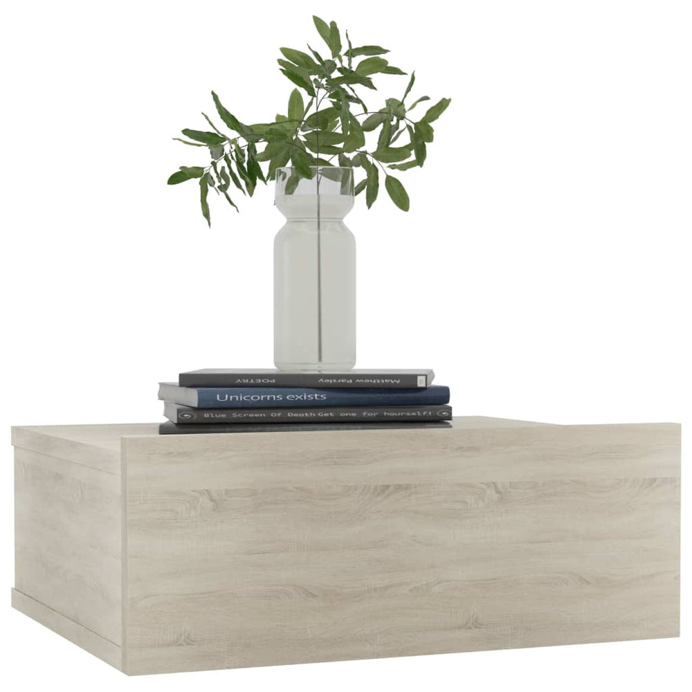 Nachtkastje zwevend 40x30x15cm bewerkt hout sonoma eikenkleurig MeubelReus