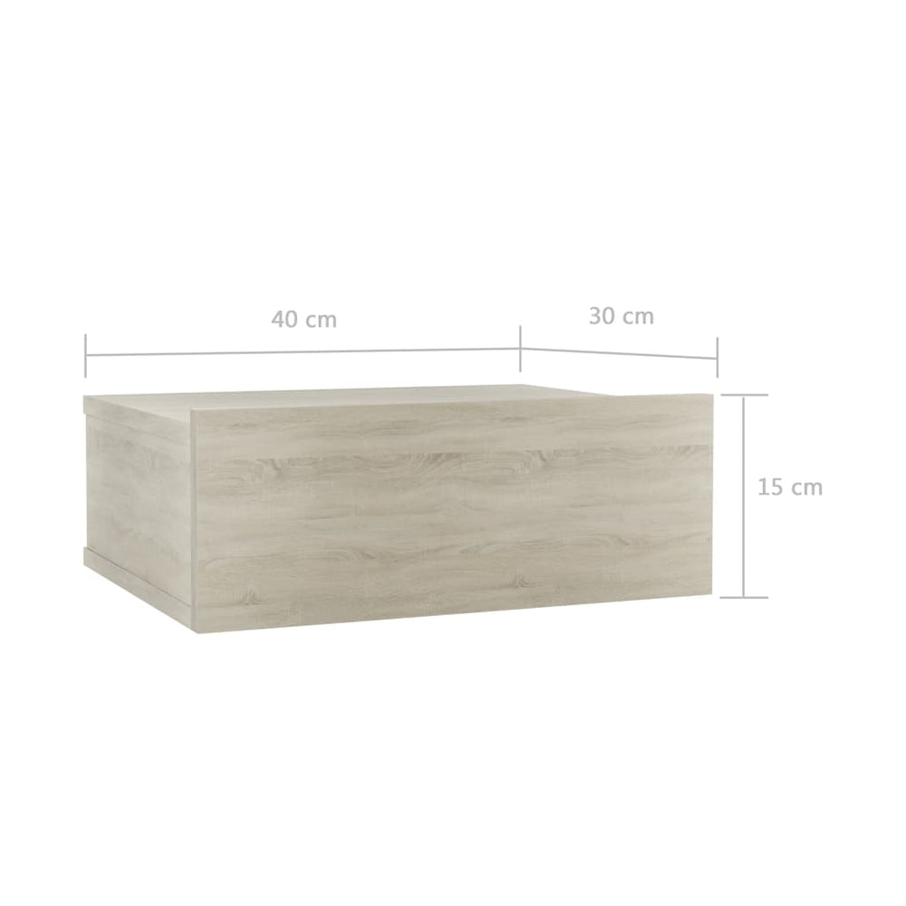 Nachtkastje zwevend 40x30x15cm bewerkt hout sonoma eikenkleurig MeubelReus