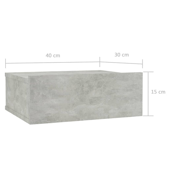 Nachtkastje zwevend 40x30x15 cm bewerkt hout betongrijs MeubelReus