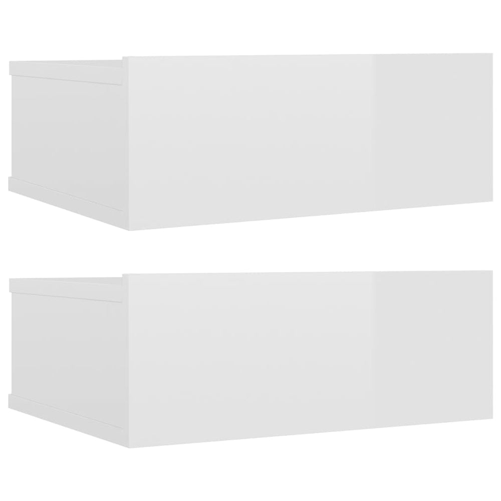 Nachtkastjes 2 st zwevend 40x30x15cm bewerkt hout hoogglans wit MeubelReus