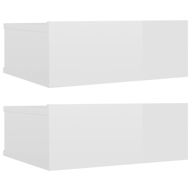 Nachtkastjes 2 st zwevend 40x30x15cm bewerkt hout hoogglans wit MeubelReus