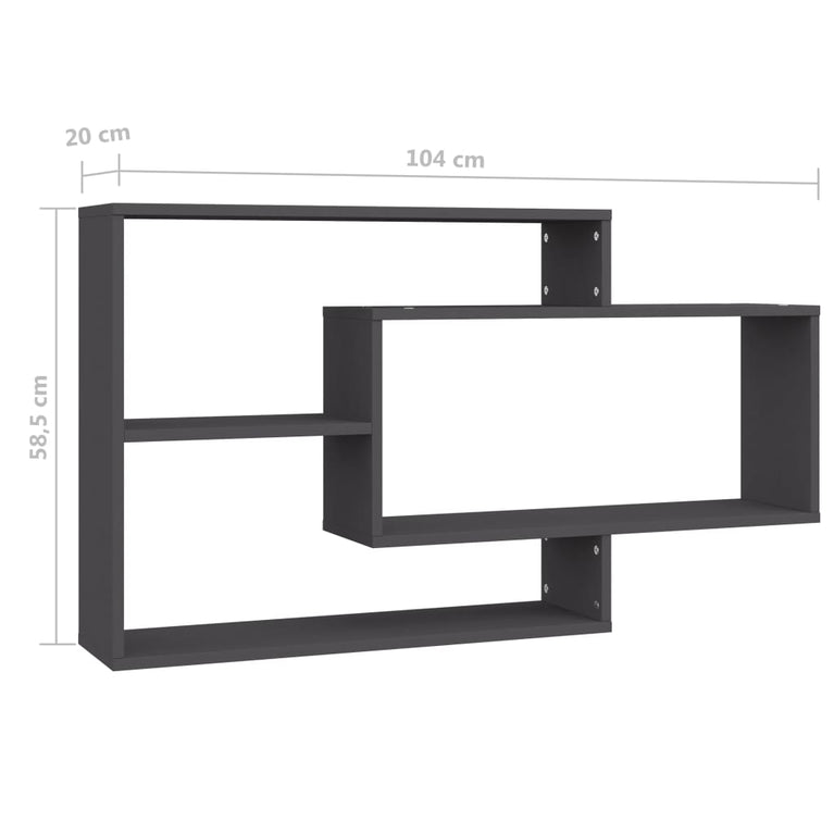 Wandschappen 104x20x58,5 cm bewerkt hout grijs MeubelReus