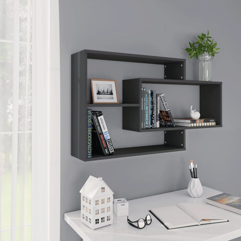 Wandschappen 104x20x58,5 cm bewerkt hout grijs MeubelReus