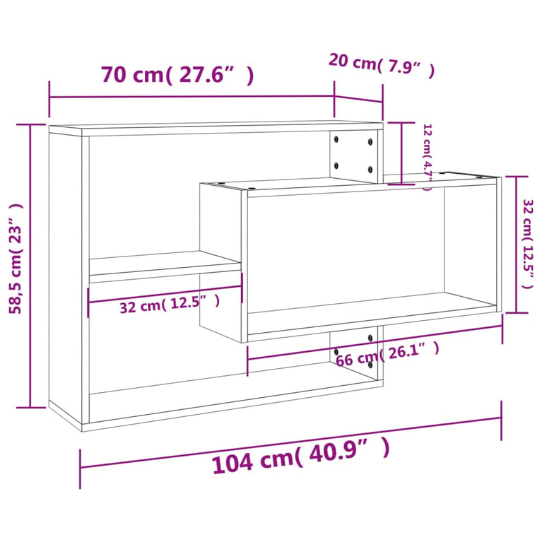 Wandschappen 104x20x58,5 cm bewerkt hout sonoma eikenkleurig