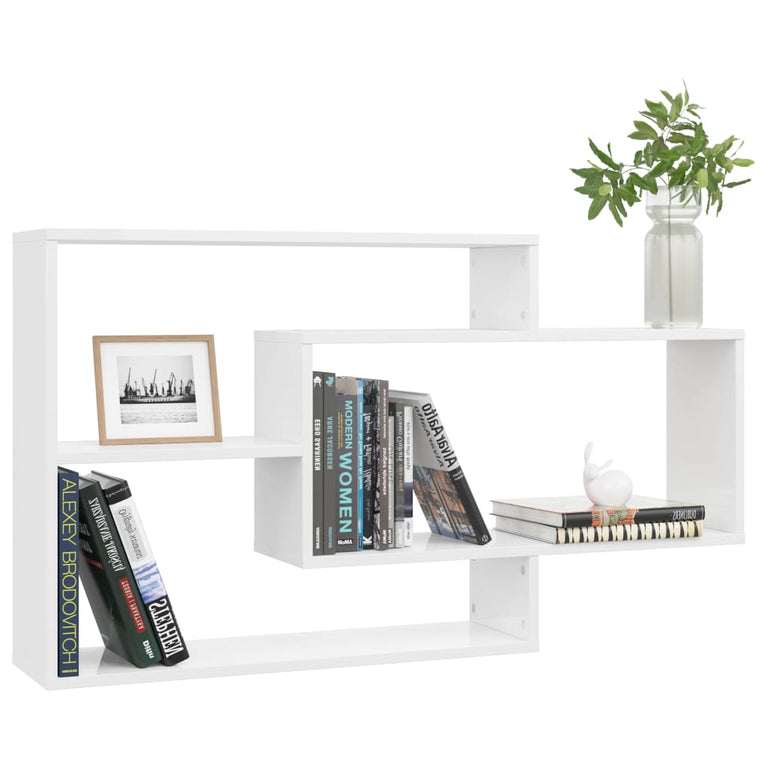 Wandschappen 104x20x58,5 cm bewerkt hout hoogglans wit MeubelReus