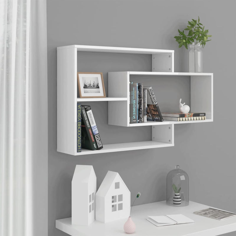 Wandschappen 104x20x58,5 cm bewerkt hout hoogglans wit MeubelReus