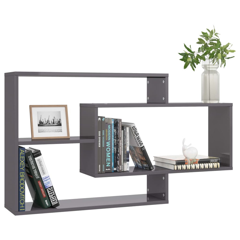 Wandschappen 104x20x58,5 cm bewerkt hout hoogglans grijs MeubelReus