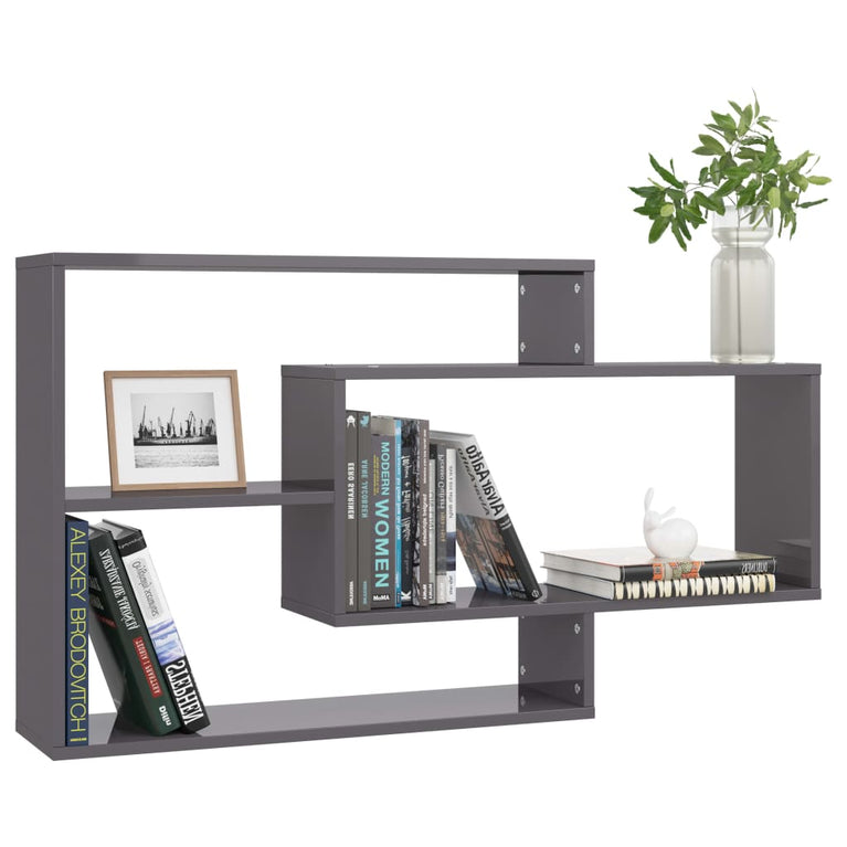 Wandschappen 104x20x58,5 cm bewerkt hout hoogglans grijs MeubelReus