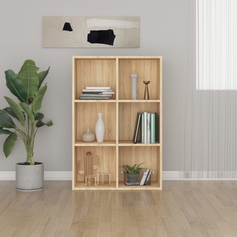 Boekenkast/dressoir 66x30x97,8cm bewerkt hout sonoma eikenkleur MeubelReus