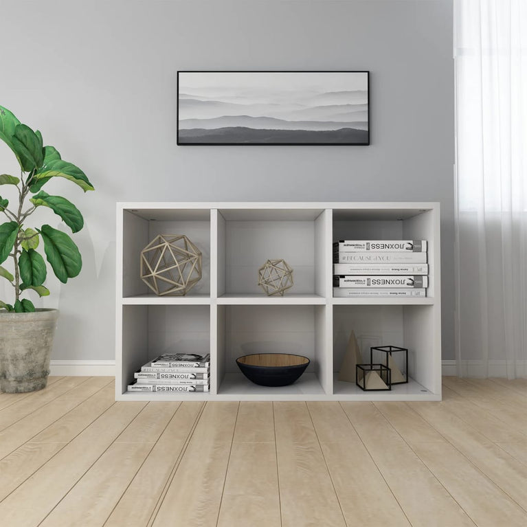 Boekenkast/dressoir 66x30x98 cm bewerkt hout hoogglans wit