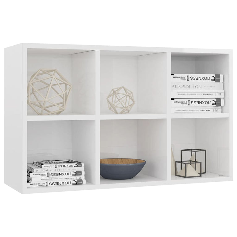 Boekenkast/dressoir 66x30x98 cm bewerkt hout hoogglans wit