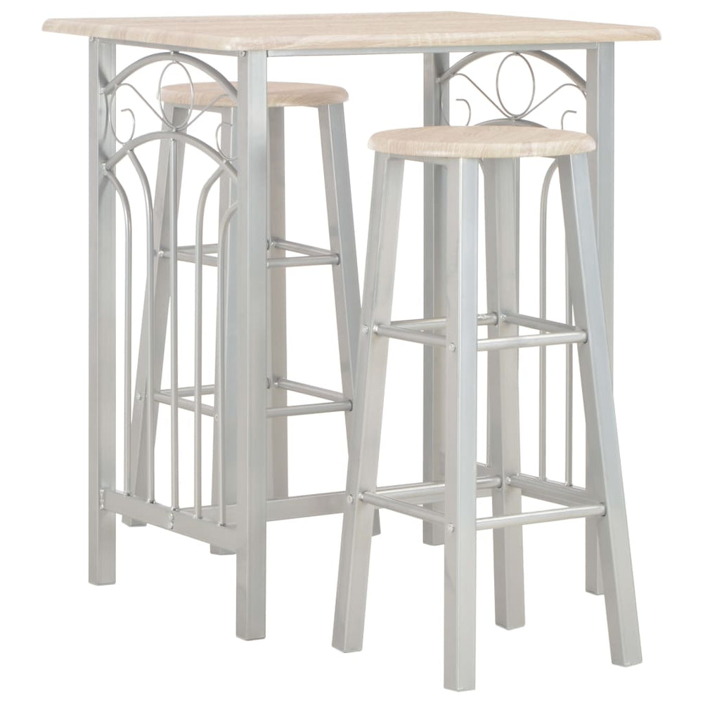 3-delige Barset hout en staal MeubelReus