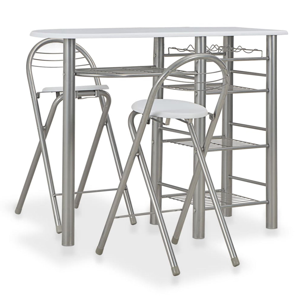 3-delige Barset met schappen hout en staal wit MeubelReus