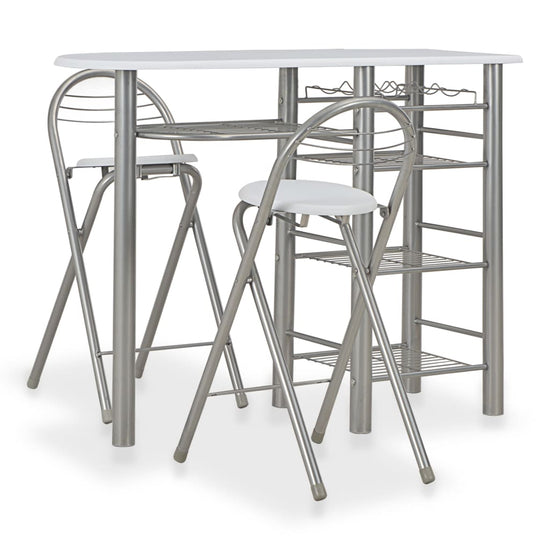 3-delige Barset met schappen hout en staal wit MeubelReus