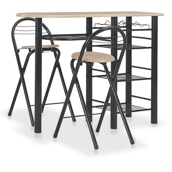 3-delige Barset met schappen hout en staal MeubelReus