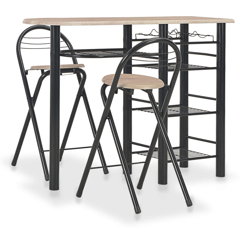 3-delige Barset met schappen hout en staal MeubelReus