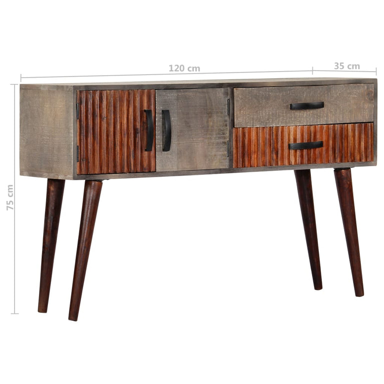 Wandtafel 120x35x75 cm massief ruw mangohout grijs MeubelReus