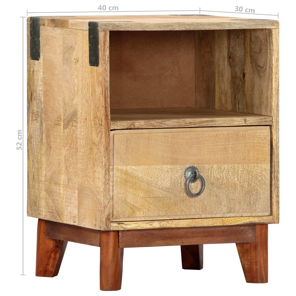 Nachtkastje 40x30x52 cm massief ruw mangohout MeubelReus