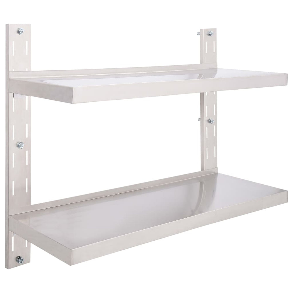 Zwevend schap 2-laags 100x30 cm roestvrij staal MeubelReus