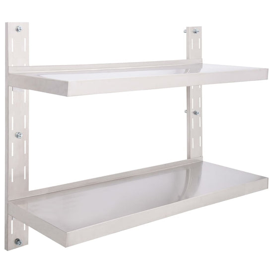 Zwevend schap 2-laags 100x30 cm roestvrij staal MeubelReus