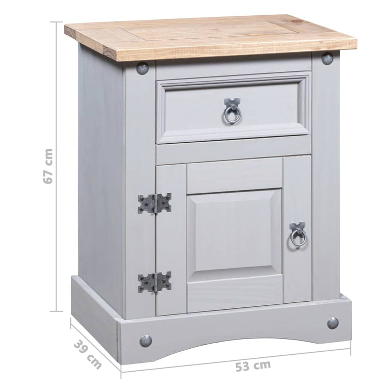 Nachtkastje 53x39x67 cm Mexicaans grenenhout Corona-stijl grijs MeubelReus