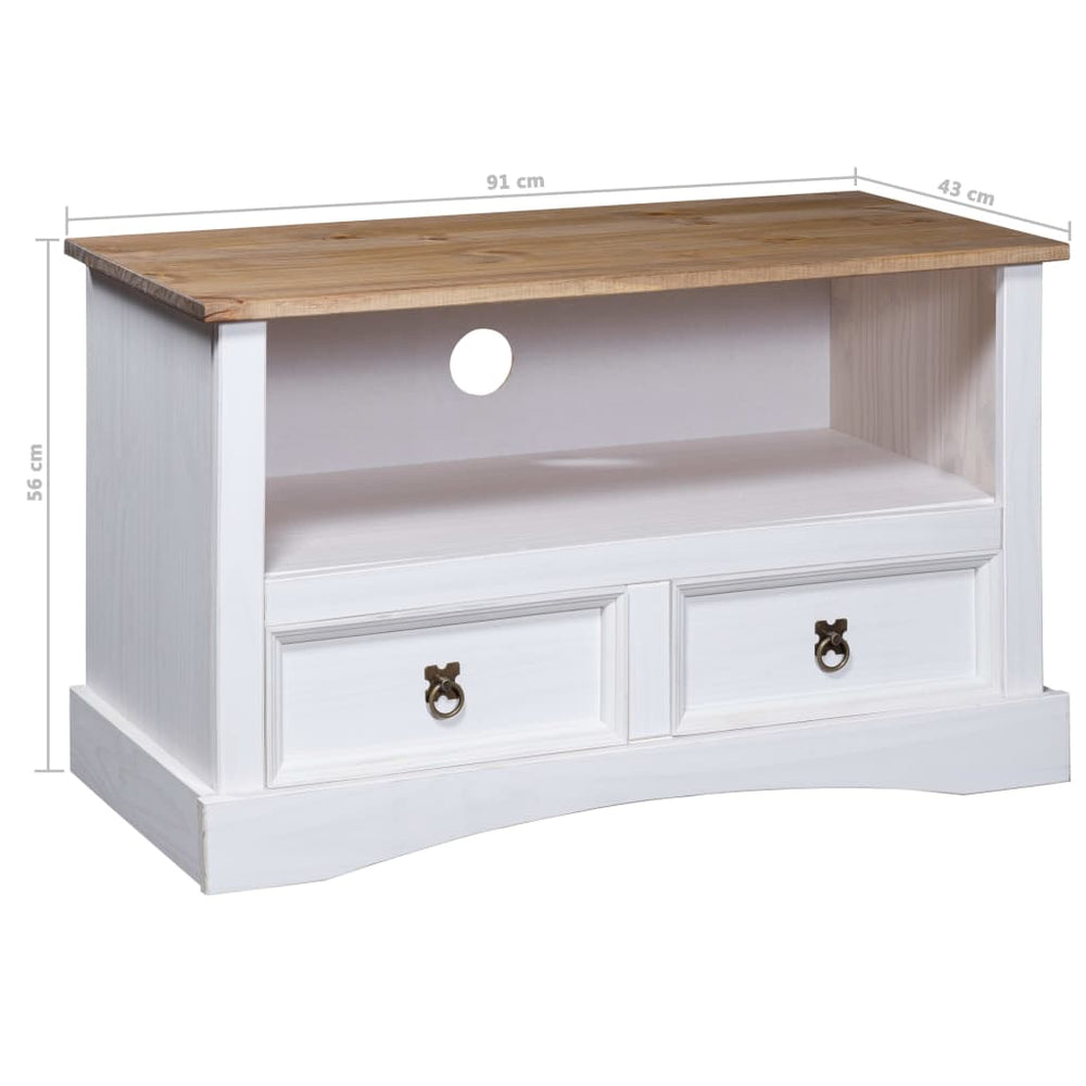 Tv-meubel 91x43x56 cm Mexicaans grenenhout Corona-stijl wit MeubelReus