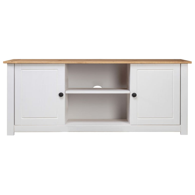Tv-kast Panama Range 120x40x50 cm massief grenenhout wit MeubelReus
