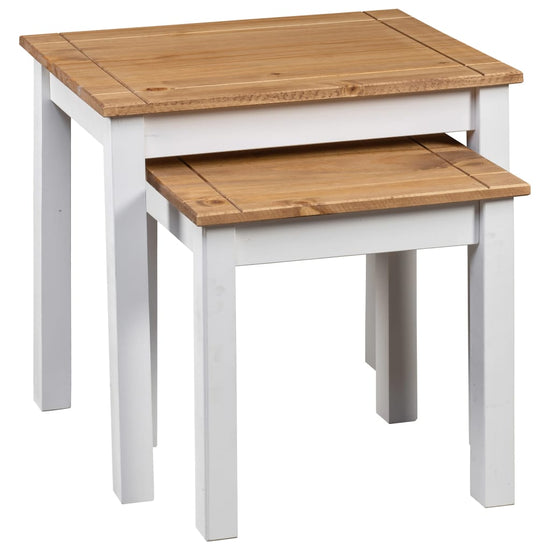 2-delige Tafeltjesset Panama Range massief grenenhout wit MeubelReus