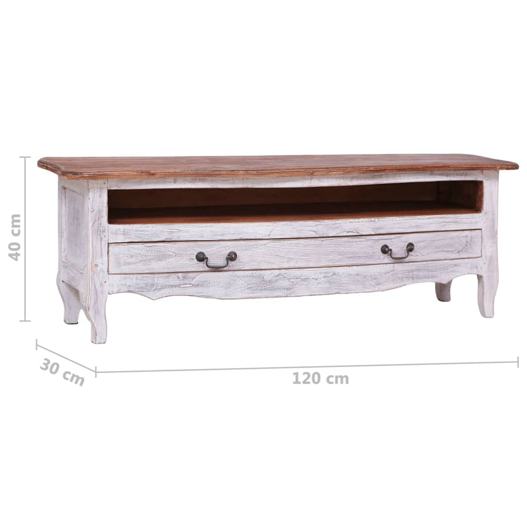 Tv-meubel 120x30x40 cm massief gerecycled hout wit MeubelReus