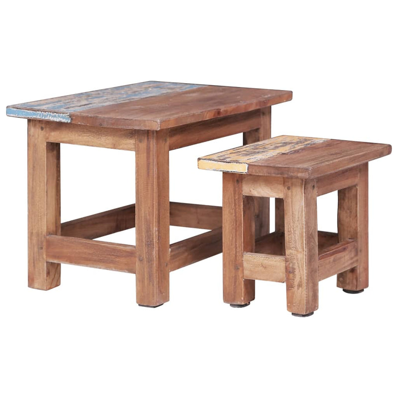 2-delige Tafeltjesset massief gerecycled hout MeubelReus