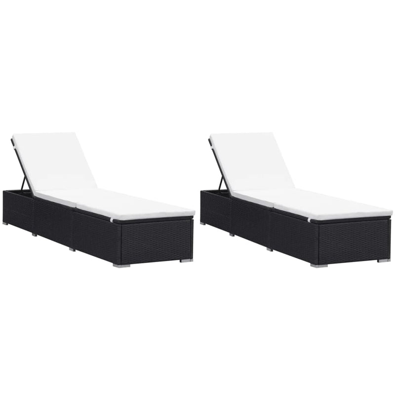 Ligbedden met kussens 2 st poly rattan zwart MeubelReus