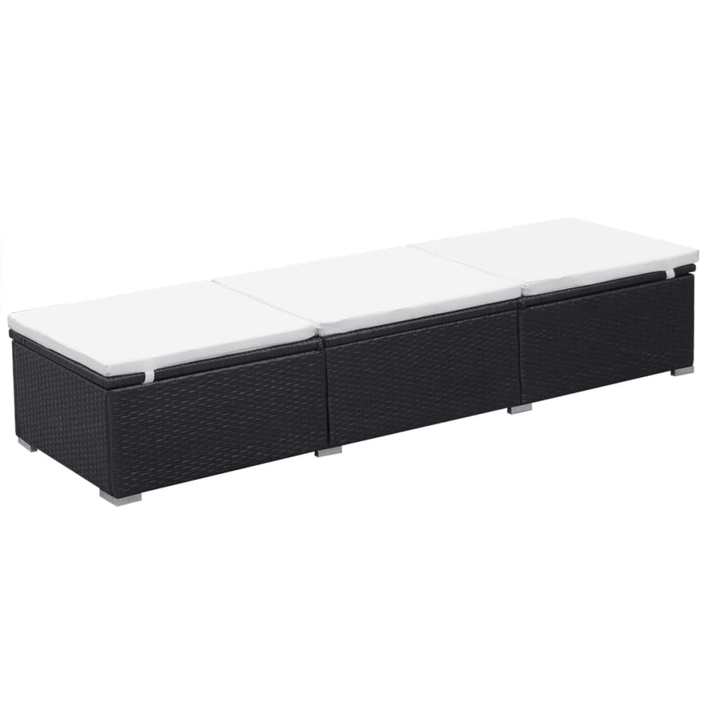 Ligbedden met kussens 2 st poly rattan zwart MeubelReus