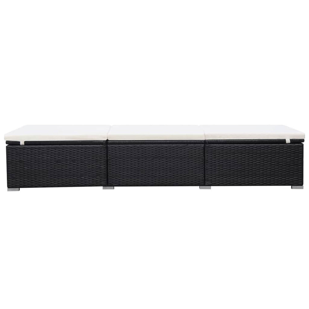 Ligbedden met kussens 2 st poly rattan zwart MeubelReus