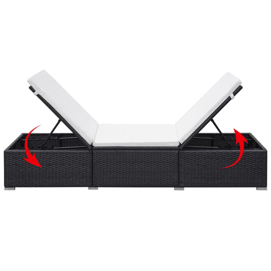 Ligbedden met kussens 2 st poly rattan zwart MeubelReus