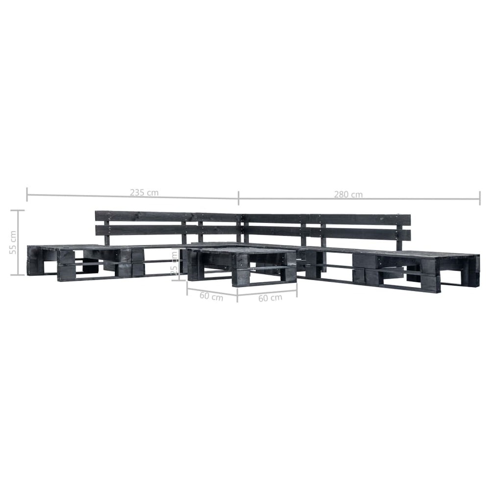 6-delige Loungeset pallet hout zwart MeubelReus