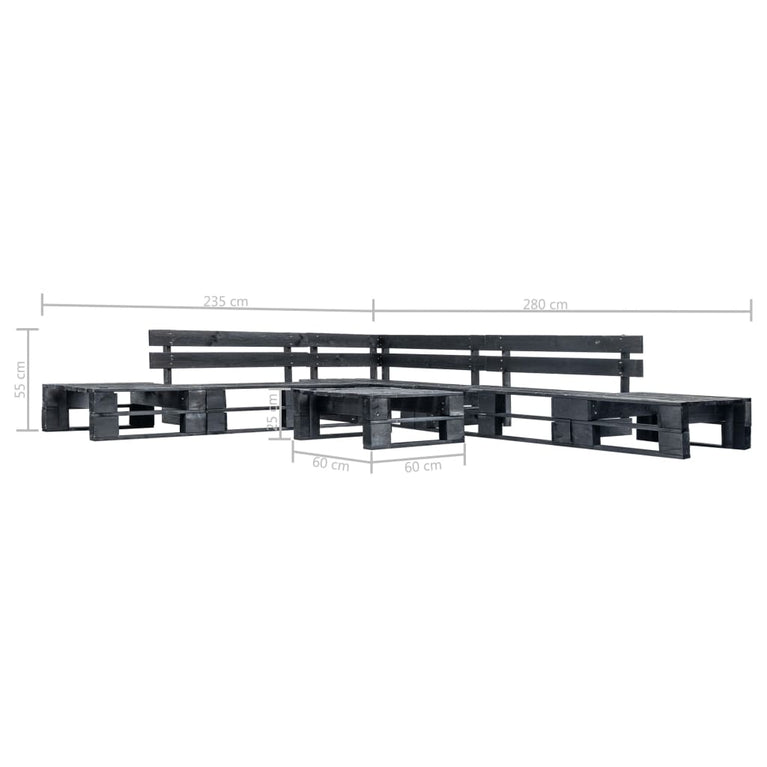6-delige Loungeset pallet hout zwart MeubelReus