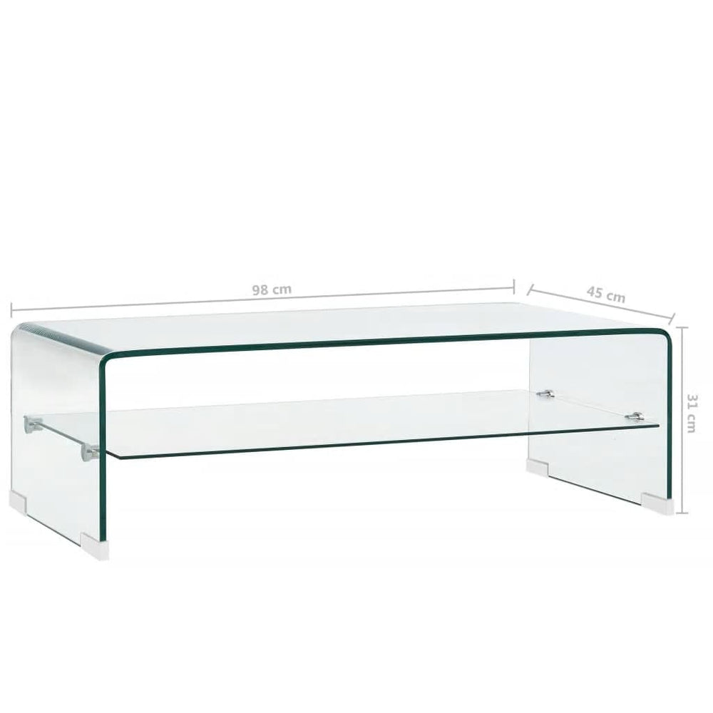 Salontafel 98x45x31 cm gehard glas transparant MeubelReus