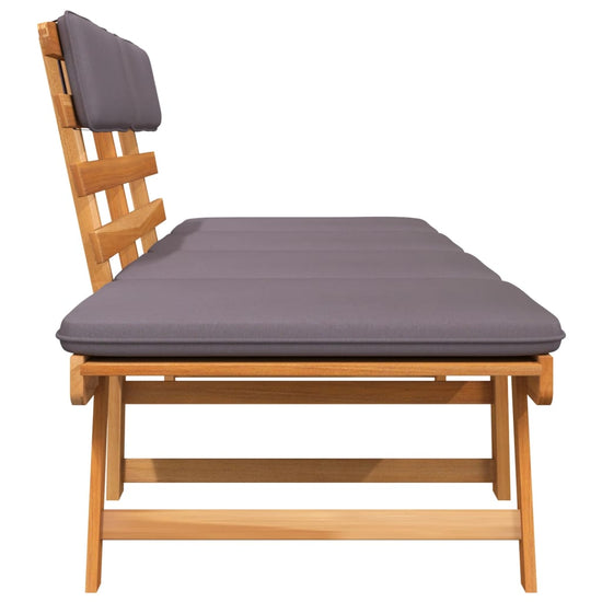 Ligbed met kussen 2-in-1 190 cm massief acaciahout MeubelReus