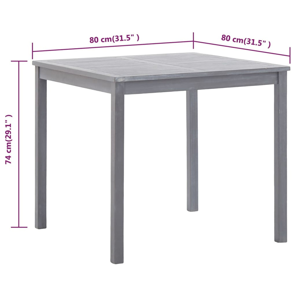 Tuintafel 80x80x74 cm massief acaciahout grijs MeubelReus