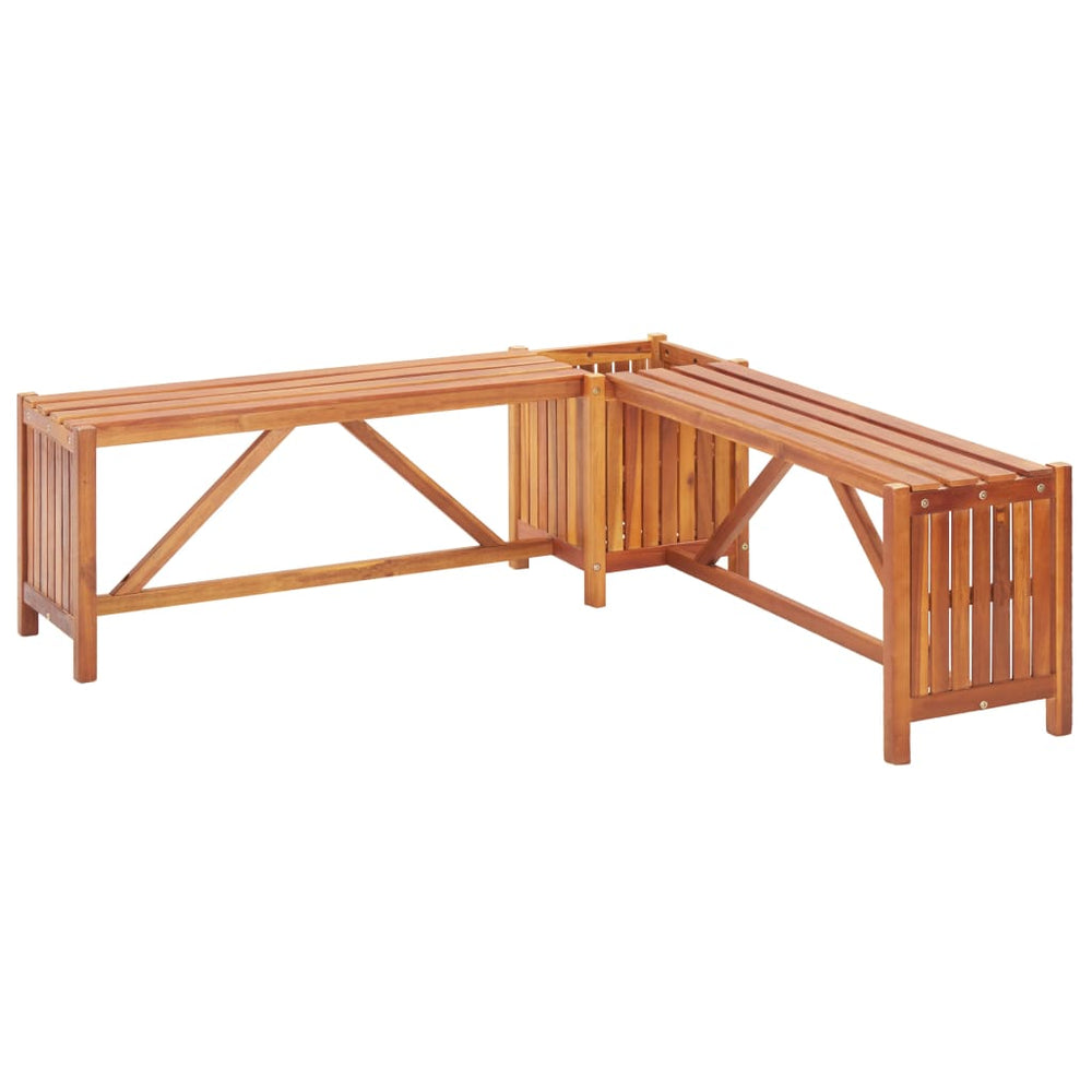 Tuinhoekbank met plantenbak 117x117x40 cm massief acaciahout MeubelReus