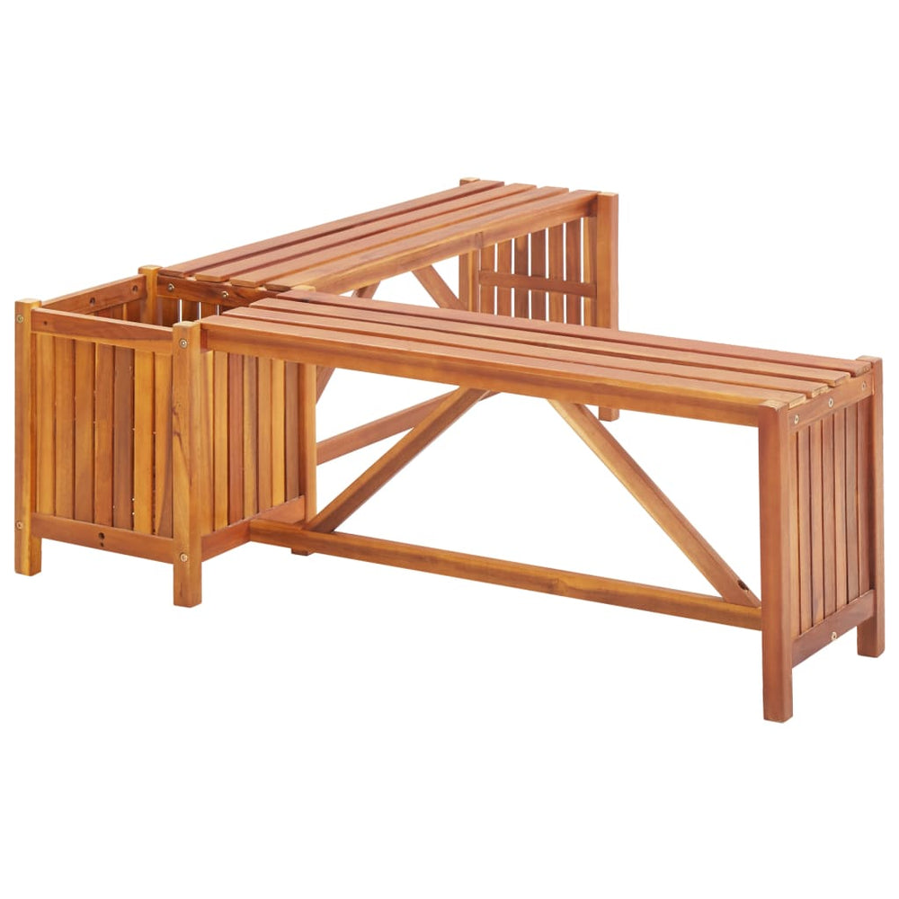 Tuinhoekbank met plantenbak 117x117x40 cm massief acaciahout MeubelReus