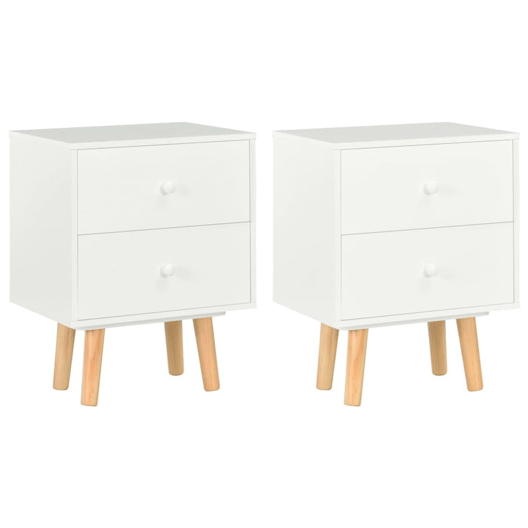 Nachtkastjes 2 st 40x30x50 cm massief grenenhout wit MeubelReus