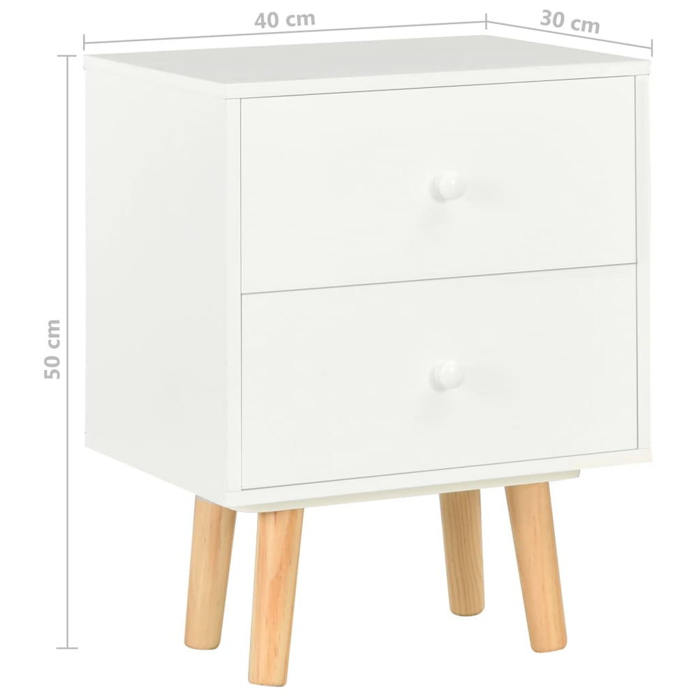 Nachtkastjes 2 st 40x30x50 cm massief grenenhout wit MeubelReus